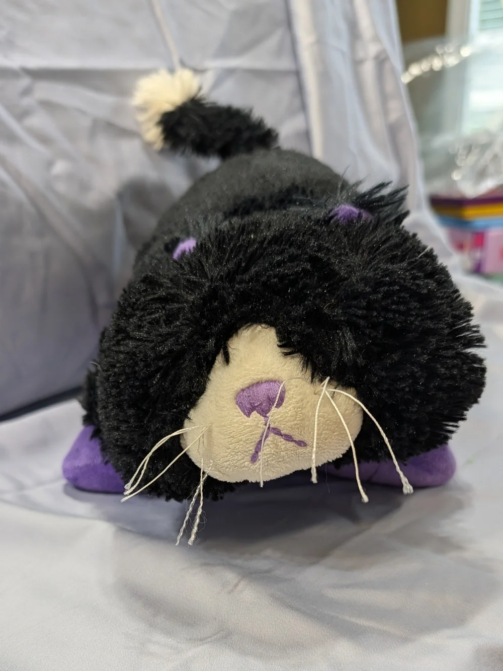 Pillow Pets Pee-Wees 2010 Black Cat w/ Purple Accents